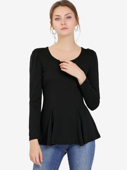 Camiseta Mujer Algodón Manga Larga Cuello Redondo