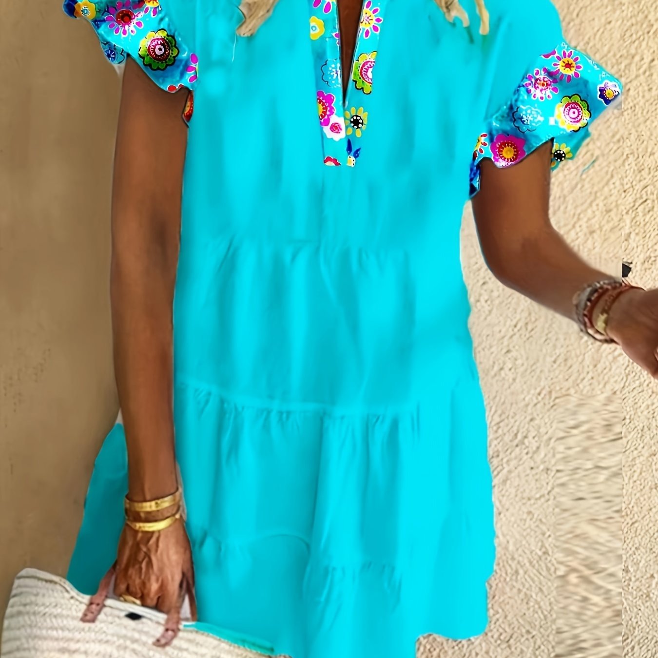 Vestido mini mujer estilo bohemio mangas con volantes - Mavetta