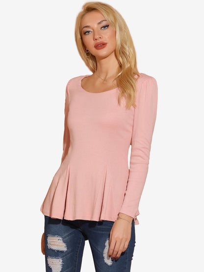 Camiseta Mujer Algodón Manga Larga Cuello Redondo