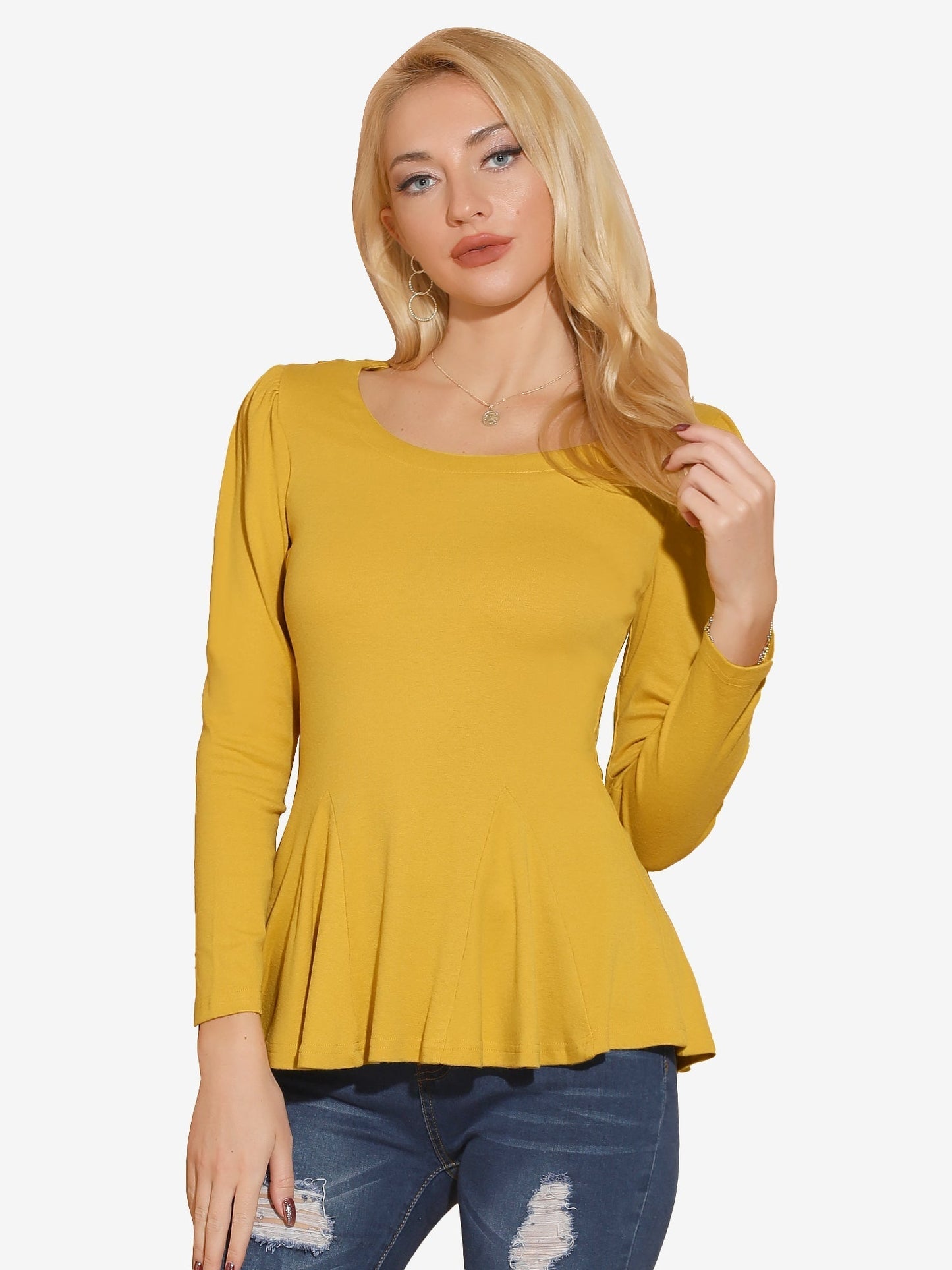 Camiseta Mujer Algodón Manga Larga Cuello Redondo