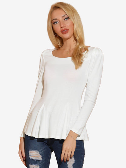 Camiseta Mujer Algodón Manga Larga Cuello Redondo