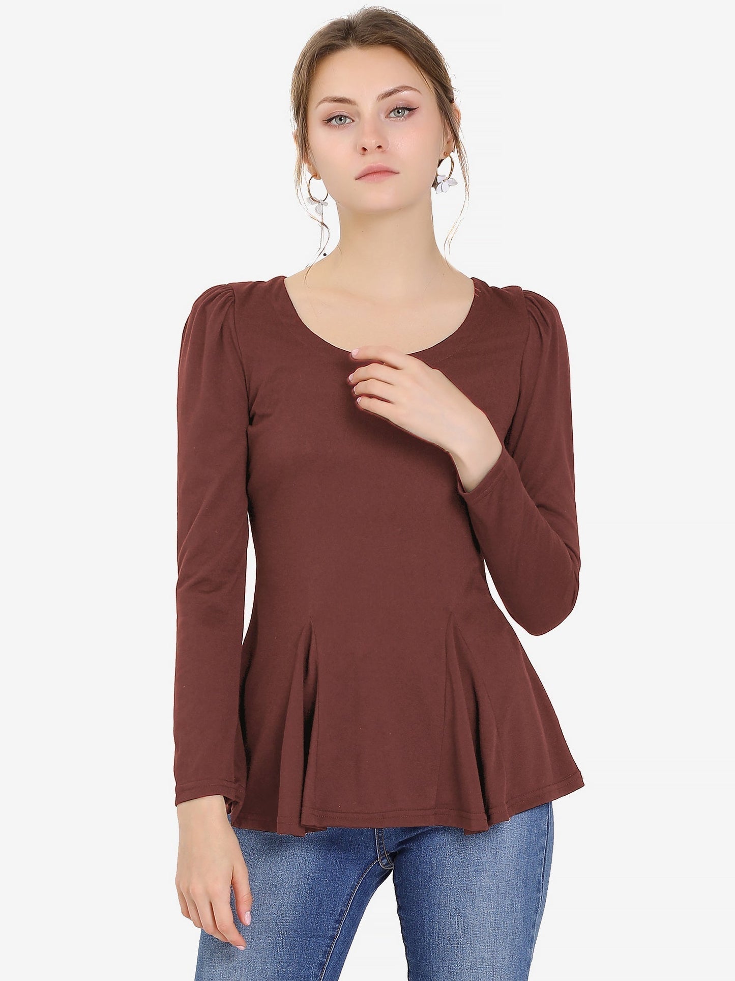 Camiseta Mujer Algodón Manga Larga Cuello Redondo