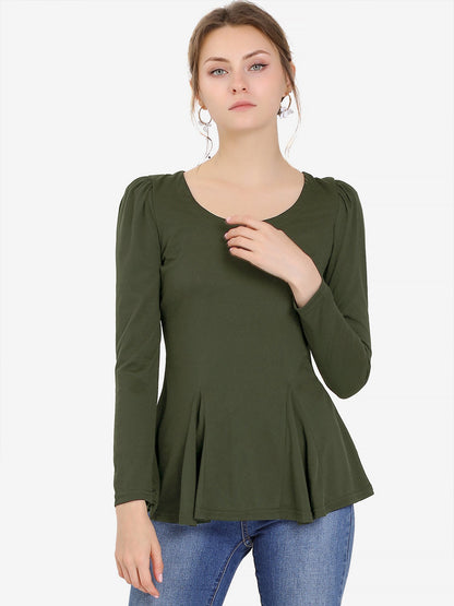 Camiseta Mujer Algodón Manga Larga Cuello Redondo