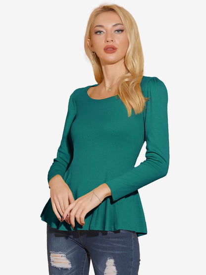 Camiseta Mujer Algodón Manga Larga Cuello Redondo