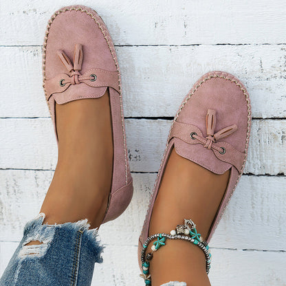 Mocasines Mujer de Piel con Lazo Suela Flexible