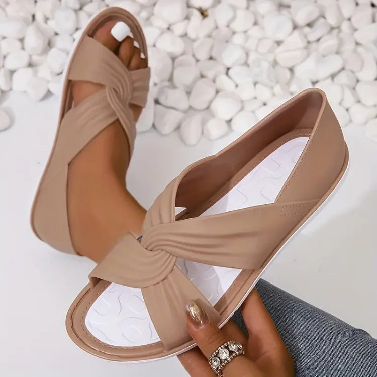 Sandalias Mujer de Cuero Diseño de Nudos Comodas Verano