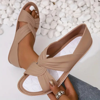 Sandalias Mujer de Cuero Diseño de Nudos Comodas Verano