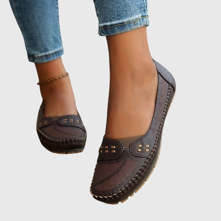 Mocasines Mujer Sintético Perforado Sin Cordones Casual