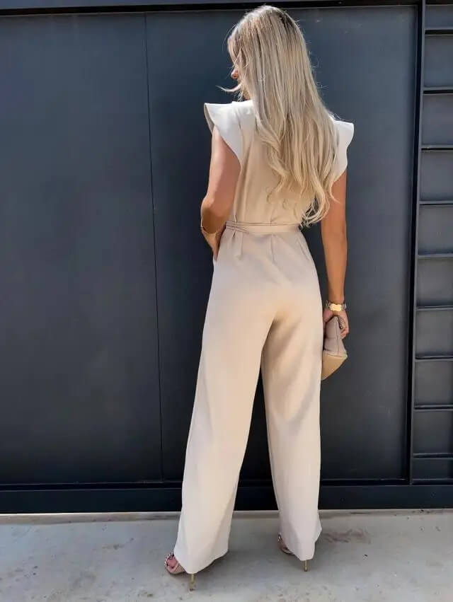 Mono Mujer Pantalón Ancho Cinturón Ajustable Elegante