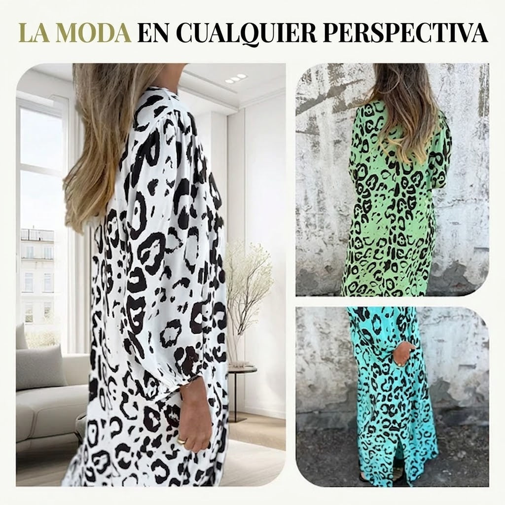Vestido Safari Mujer Estampado Animal Corte Chic
