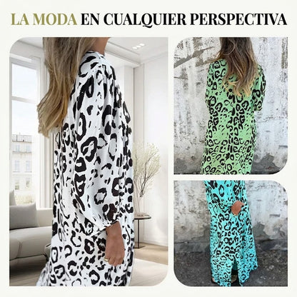 Vestido Safari Mujer Estampado Animal Corte Chic