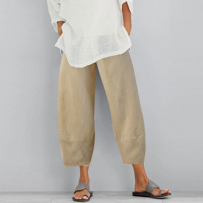 Pantalones Mujer Pata Ancha Algodón Holgados Corte Tobillero