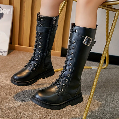 Botas Altas Niña con Cremallera y Diseño de Encaje