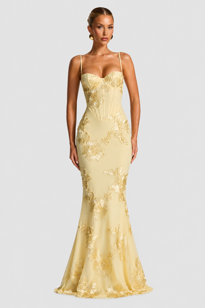 Vestido largo mujer con corsé ajustado - Mavetta