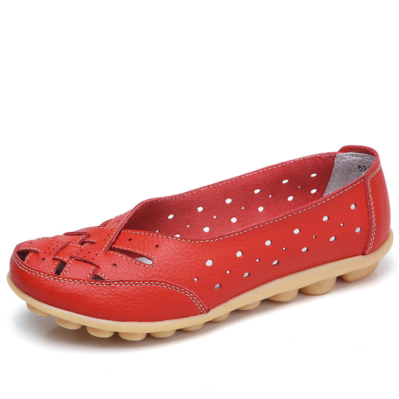 Zapatos mocasín mujer con diseño perforado suela flexible