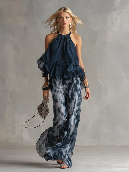 Conjunto Mujer de Gasa Cuello Alto Estilo Elegante - Mavetta