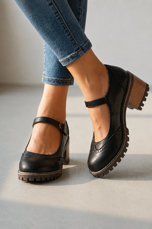 Zapatos de tacón mujer con correa estilo vintage - Mavetta