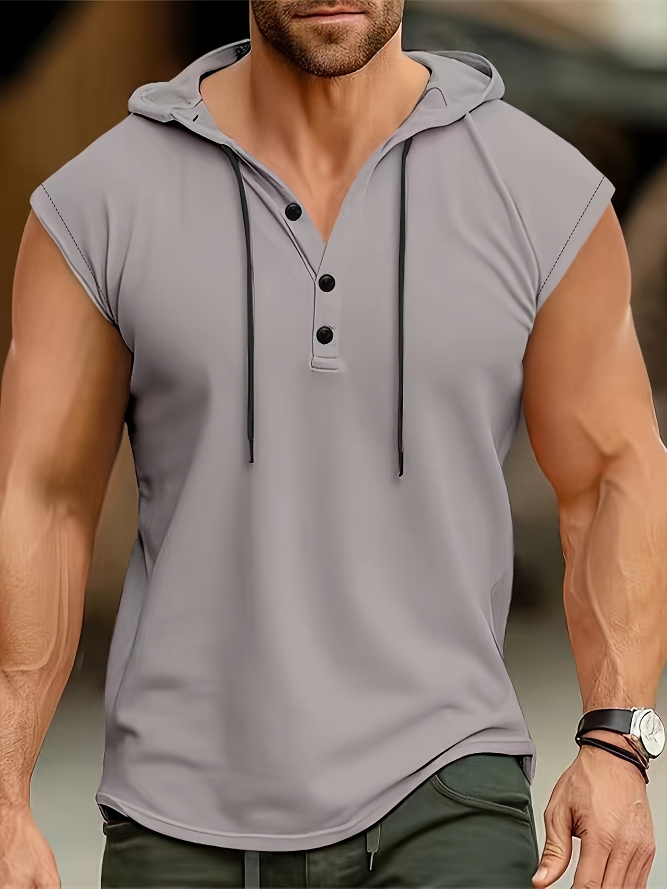 Camisa sin mangas hombre tejido transpirable con capucha