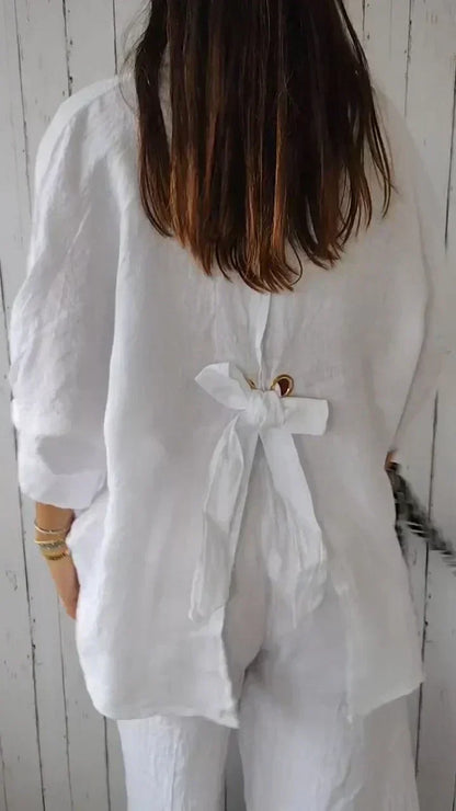 Blusa Mujer Abotonada de Algodón Estilo Clásico