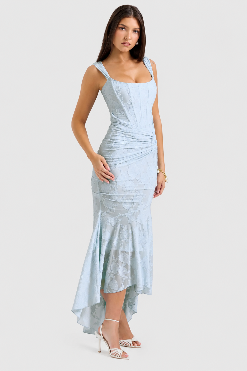 Vestido largo Mujer de encaje sin mangas