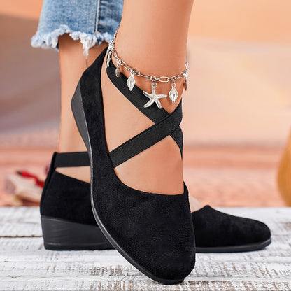 Zapatos mujer con tiras cruzadas y puntera redondeada informales