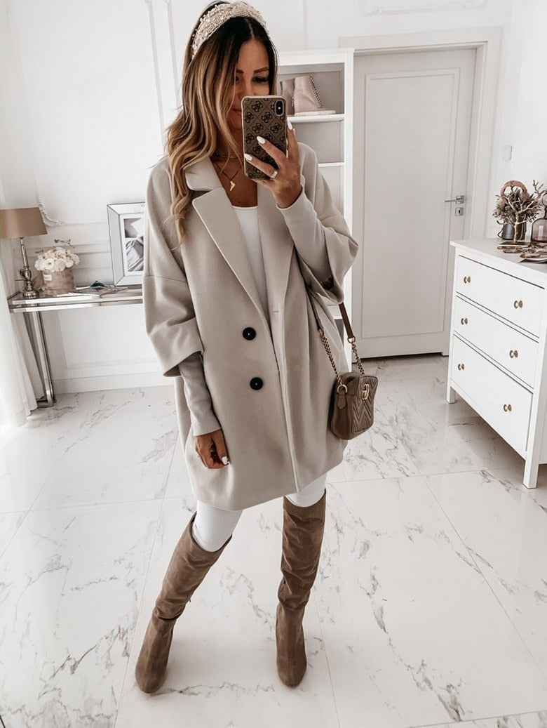 Abrigo Largo Mujer Oversize Botones