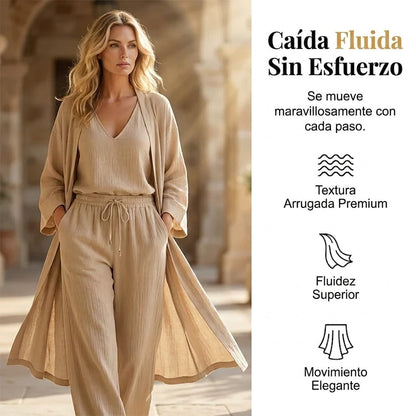 Conjunto Mujer Tres Piezas Elegante Ajuste Clásico