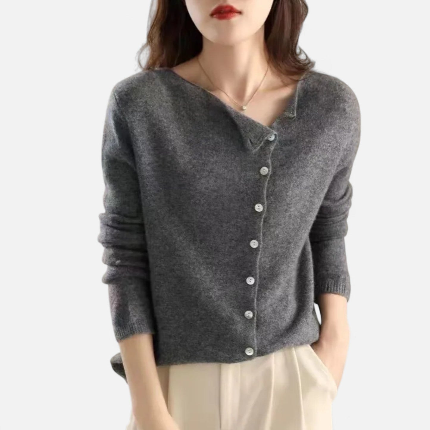 Suéter Mujer de Punto con Botones Detalle Elegante