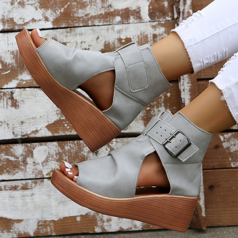 Sandalias Cuña Mujer de Piel Comodas Verano - Mavetta
