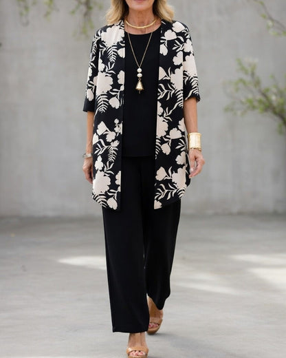 Conjunto mujer pantalón fluido y chaqueta estampado floral