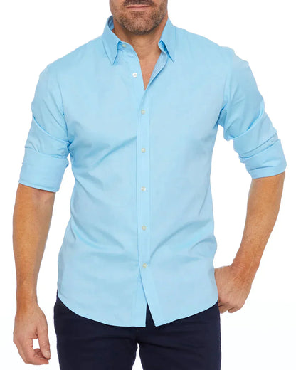 Camisa Hombre Manga Larga Cremallera Cuello Clásico