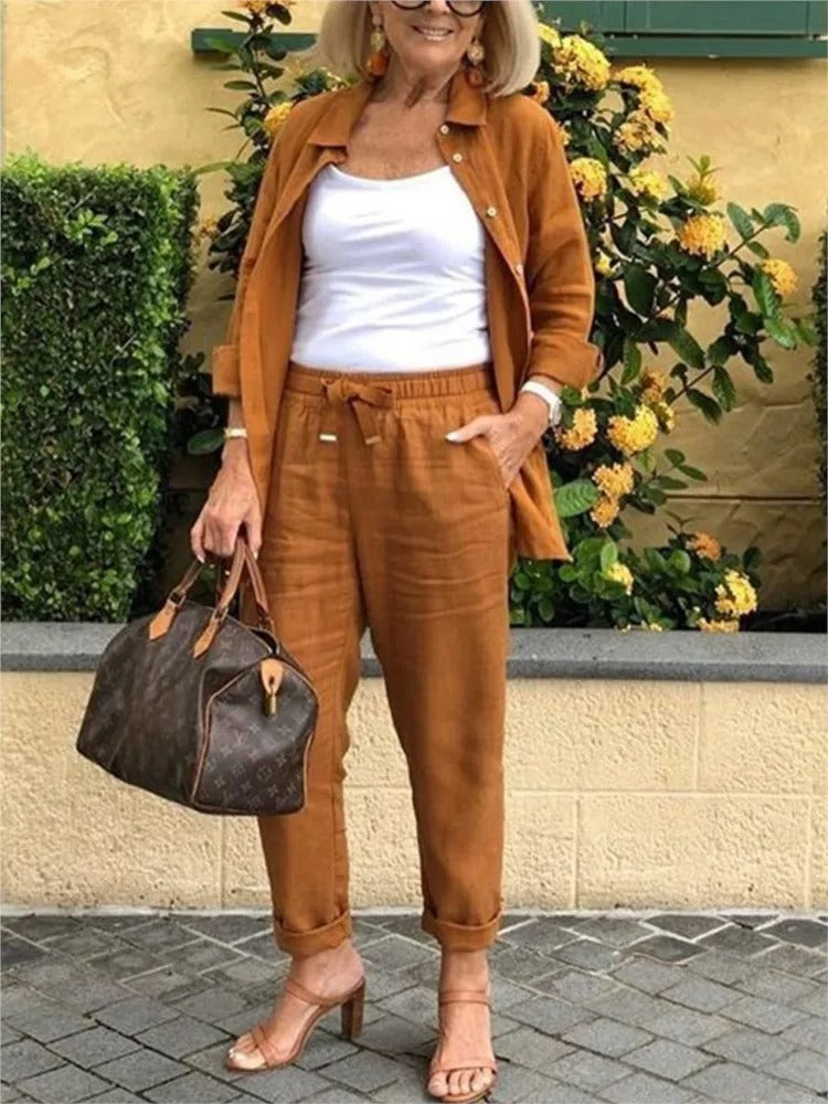 Conjunto Mujer de Lino y Pantalón Corto Veraniego