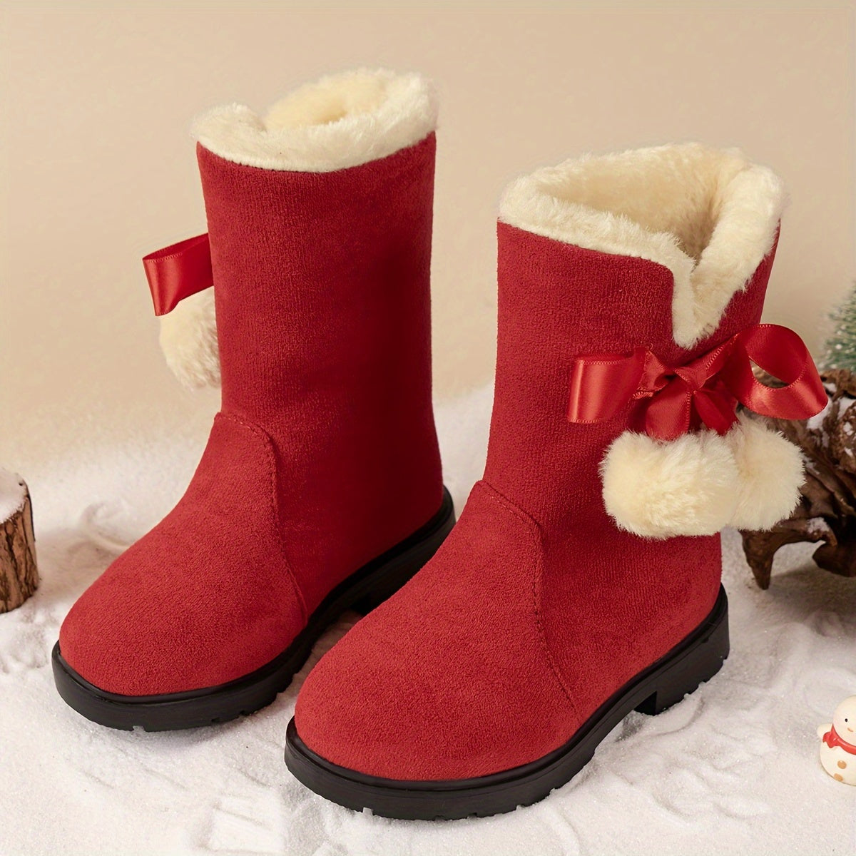 Botas de nieve niña de felpa cálida suela antideslizante