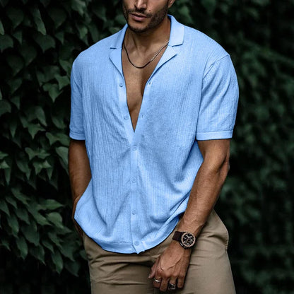 Camisa Hombre Verano Algodón Manga Corta Corte Relajado