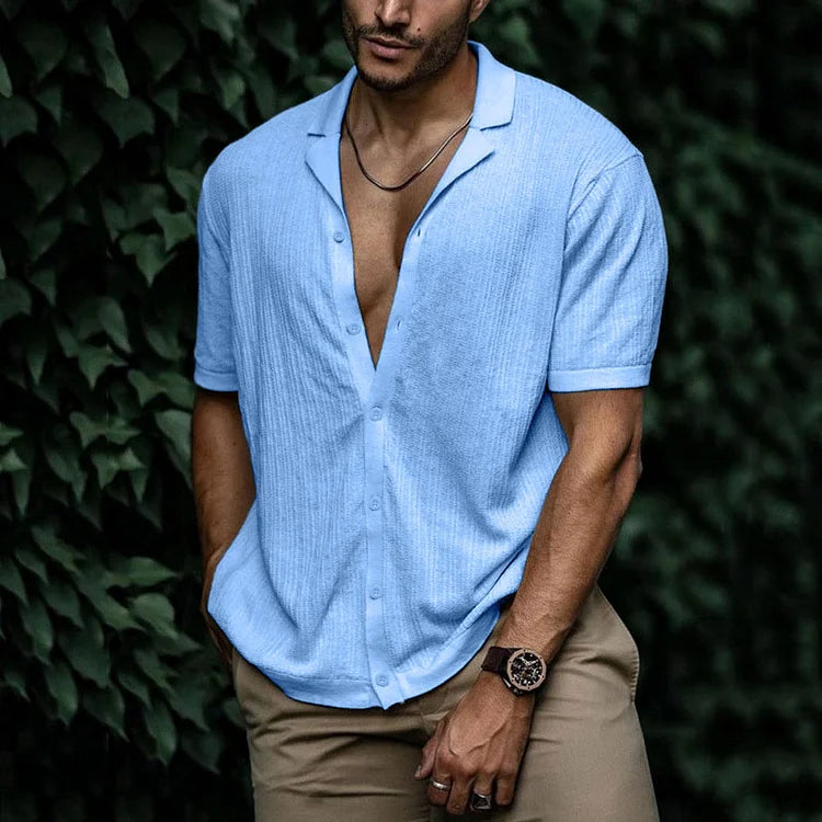 Camisa Hombre Verano Algodón Manga Corta Corte Relajado - Mavetta