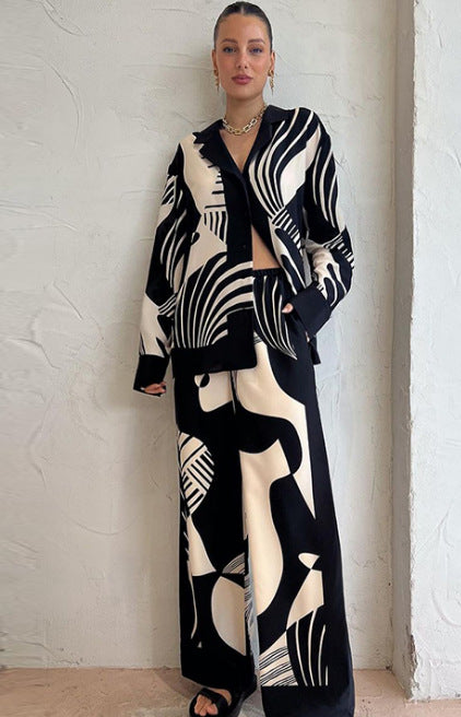 Conjunto Mujer Dos Piezas Camisa Manga Larga Botones y Pantalón - Mavetta