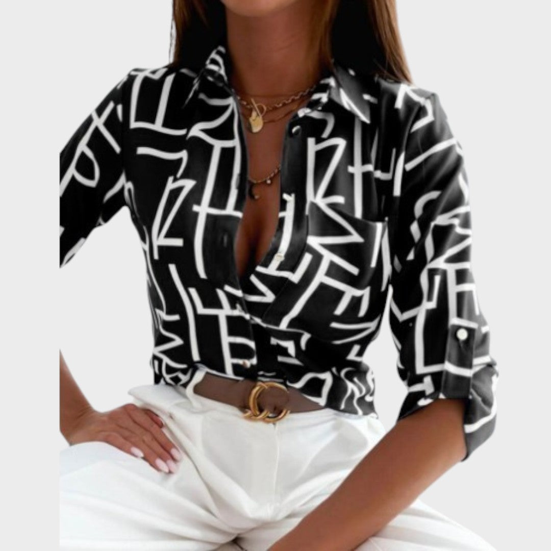 Blusa Mujer Estampado Moderno Corte Sofisticado Versátil