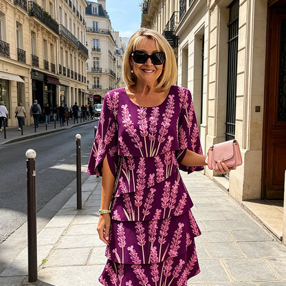 Vestido midi mujer con volantes escalonados y mangas abiertas