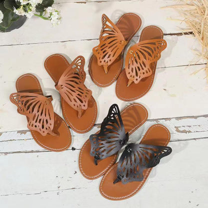 Sandalias Mujer Planas Comodas Diseño Alas de Mariposa Verano