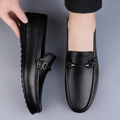 Mocasines Hombre de Cuero Genuino Estilo Conducción Suela Goma Slip-On