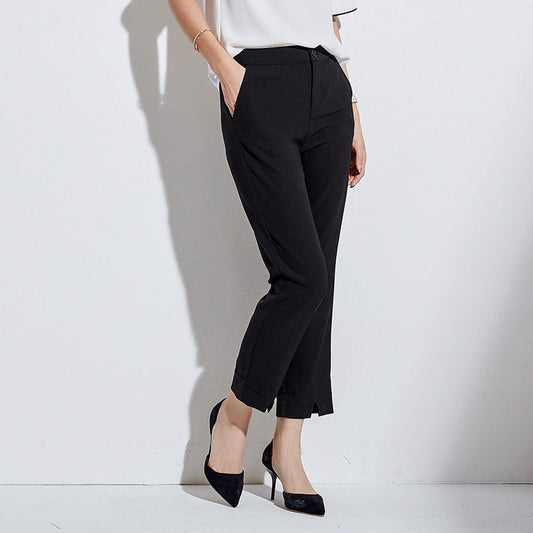 Botas Mujer de Piel Rectas con Pinzas y Cintura Alta Formal - Mavetta