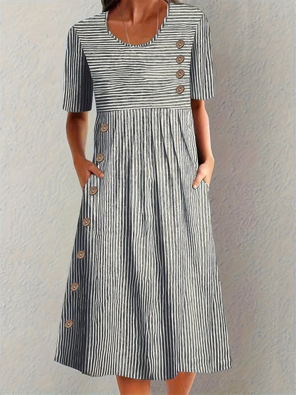 Vestido Verano Mujer Algodón Ajuste Recto