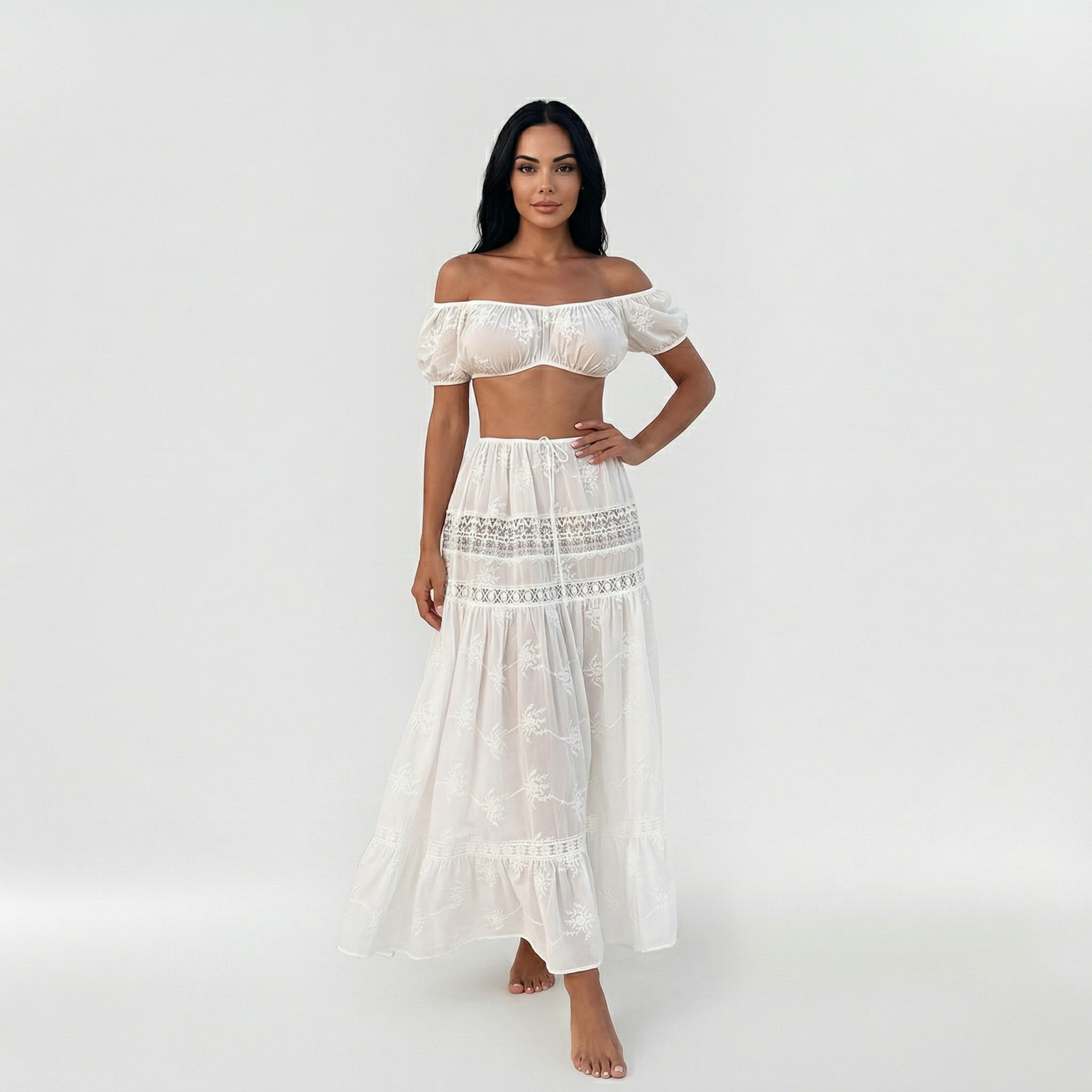 Conjunto Mujer Corto y Falda Larga Talle Alto - Mavetta