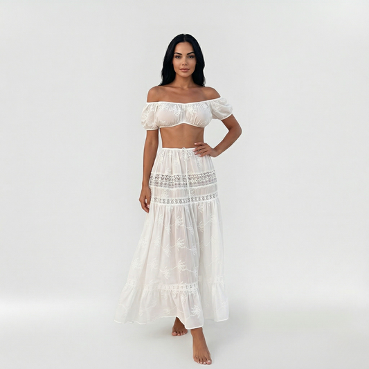 Conjunto Mujer Corto y Falda Larga Talle Alto - Mavetta