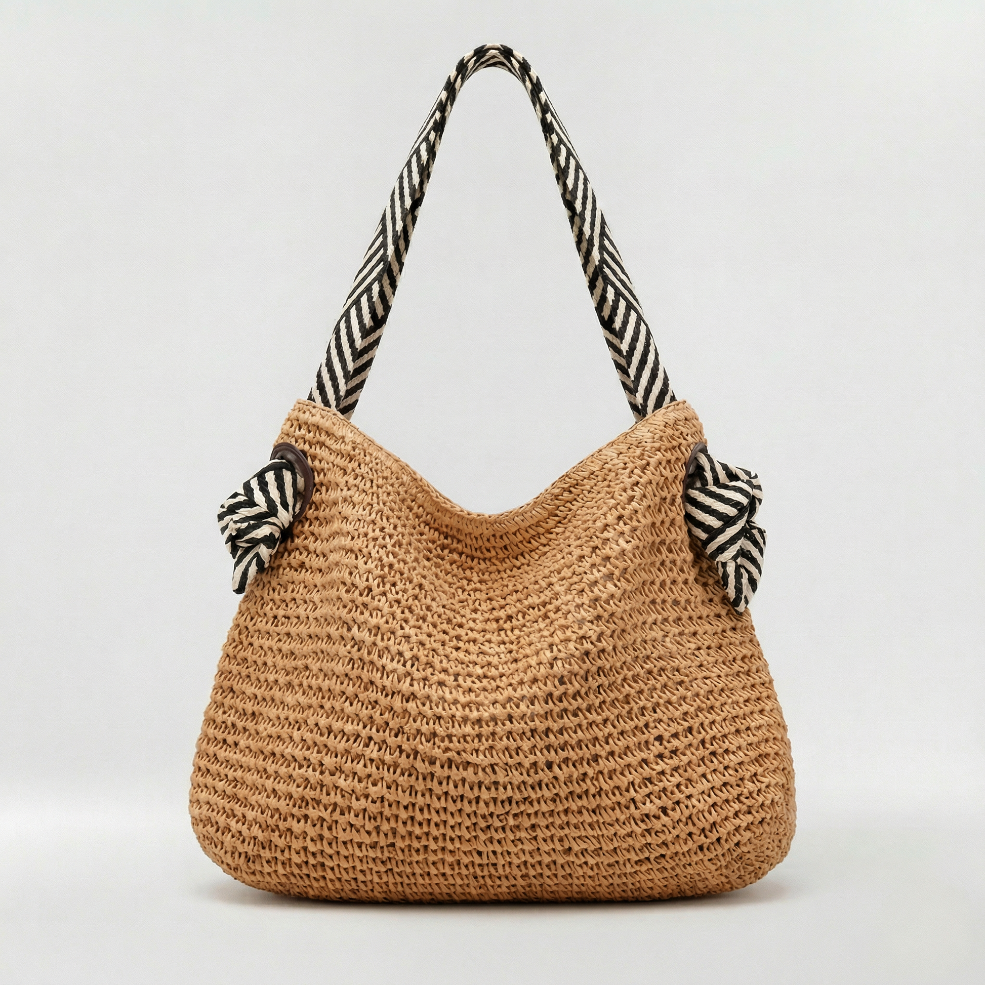 Bolso de Mano Mujer de Paja Entretejida Asas Hombro Nudos - Mavetta