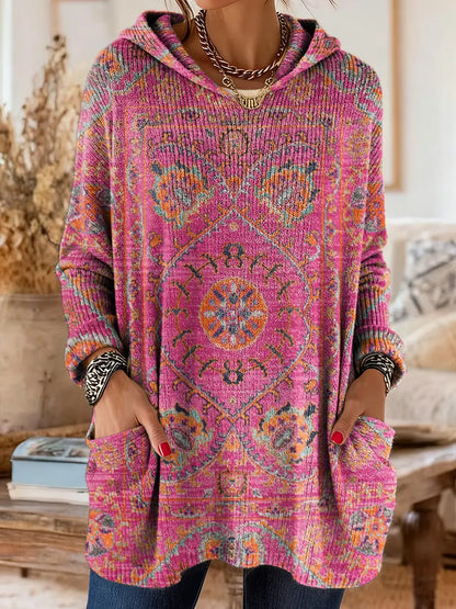 Túnica mujer con capucha estampada cómoda y cálida
