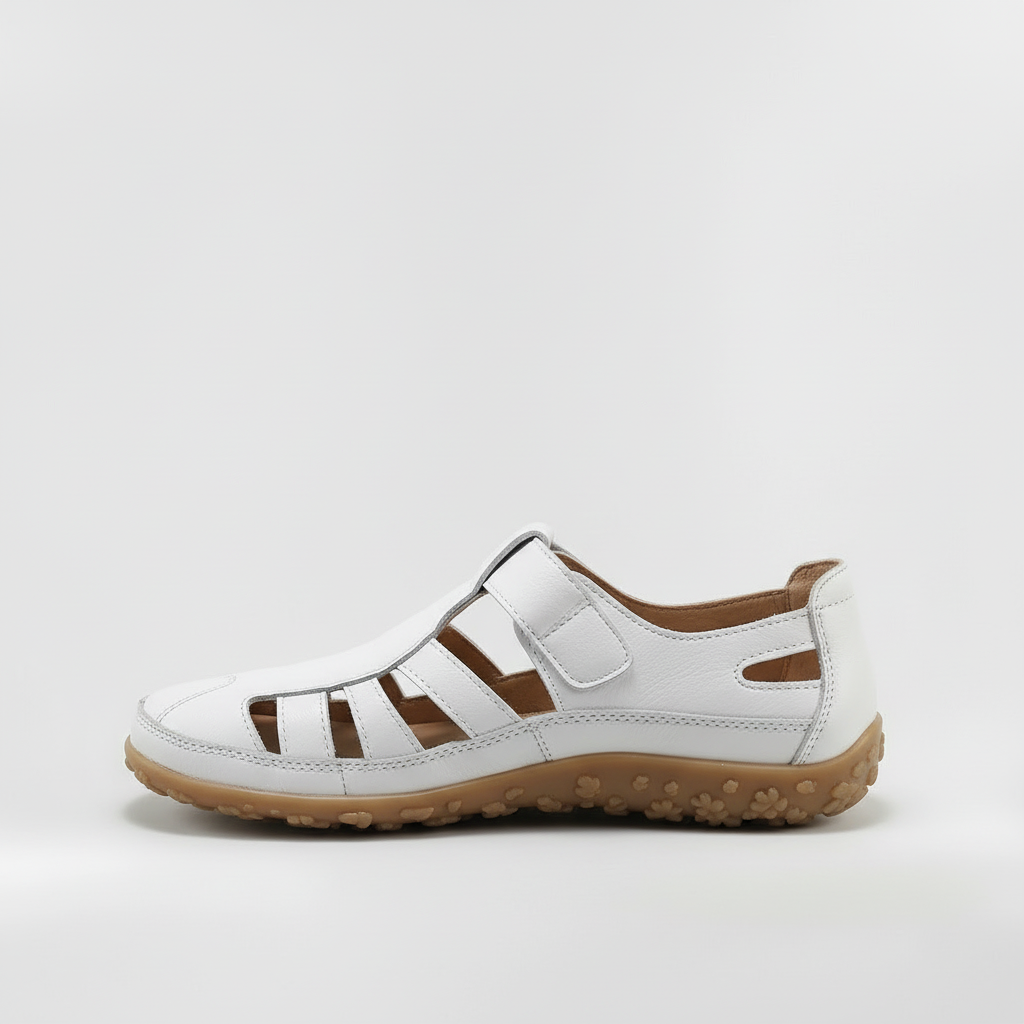Sandalias Cerradas Mujer de Cuero con Tiras Suela Confortable