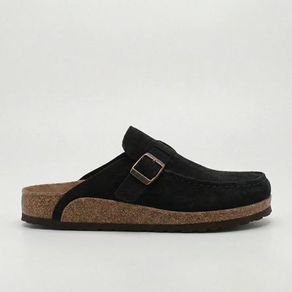 Zuecos Mujer de Ante Hebilla Ajustable Plantilla de Corcho