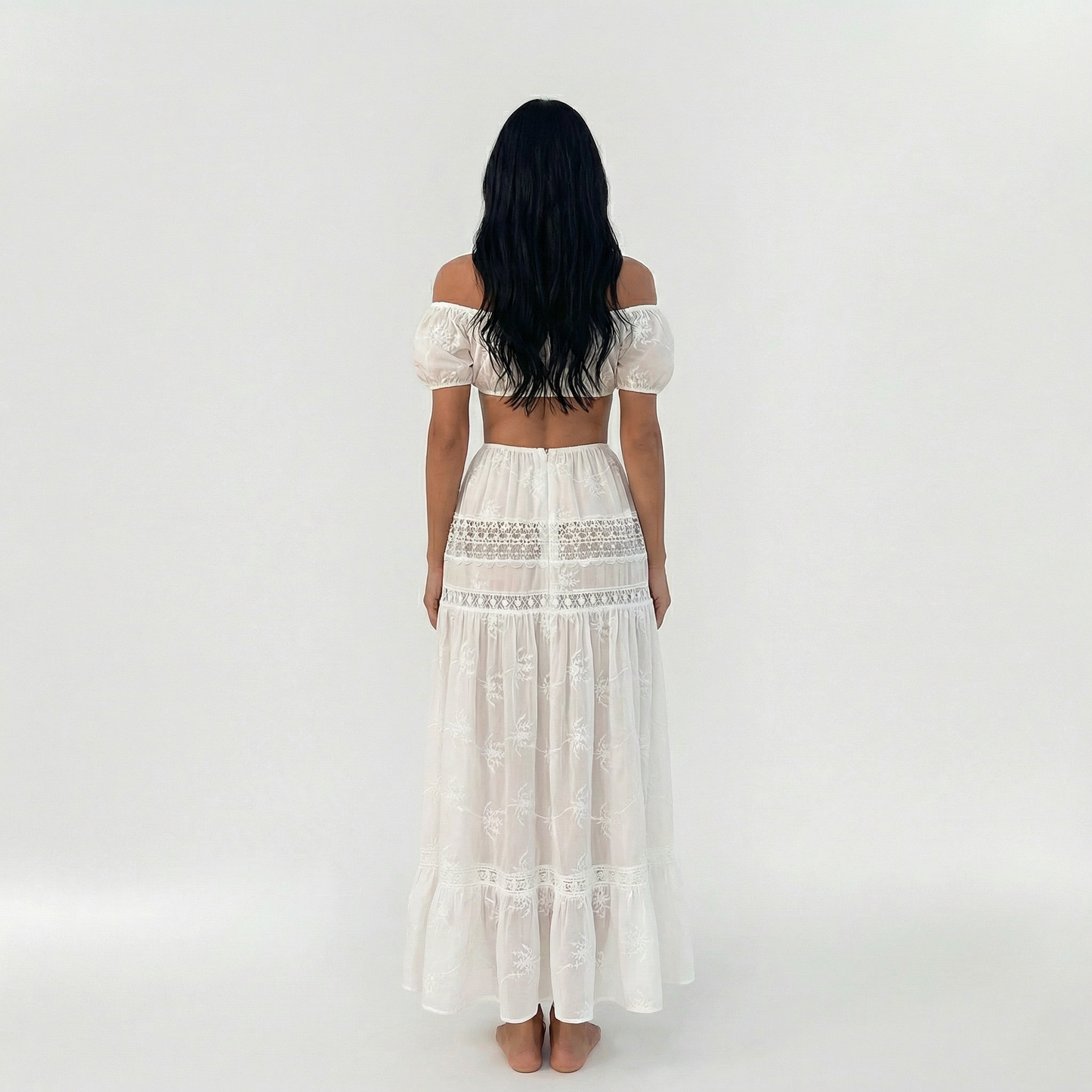 Conjunto Mujer Corto y Falda Larga Talle Alto