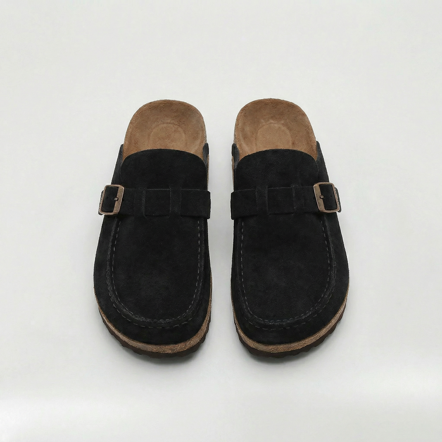 Zuecos Mujer de Ante Hebilla Ajustable Plantilla de Corcho
